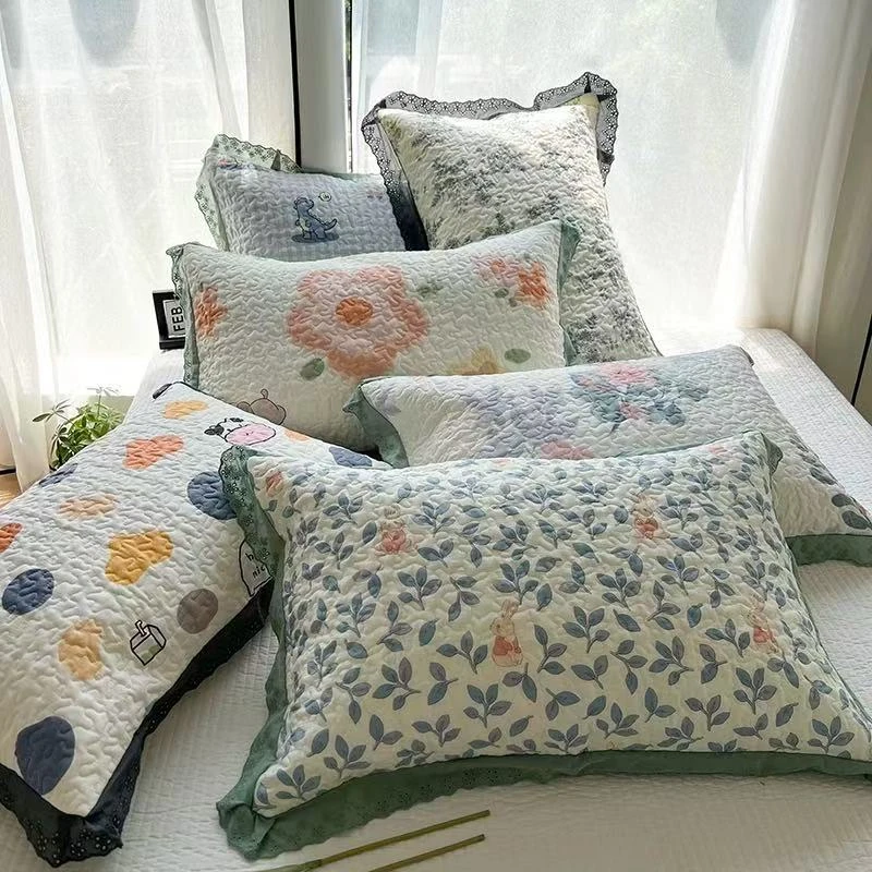 √全棉大花边枕套 不挑花