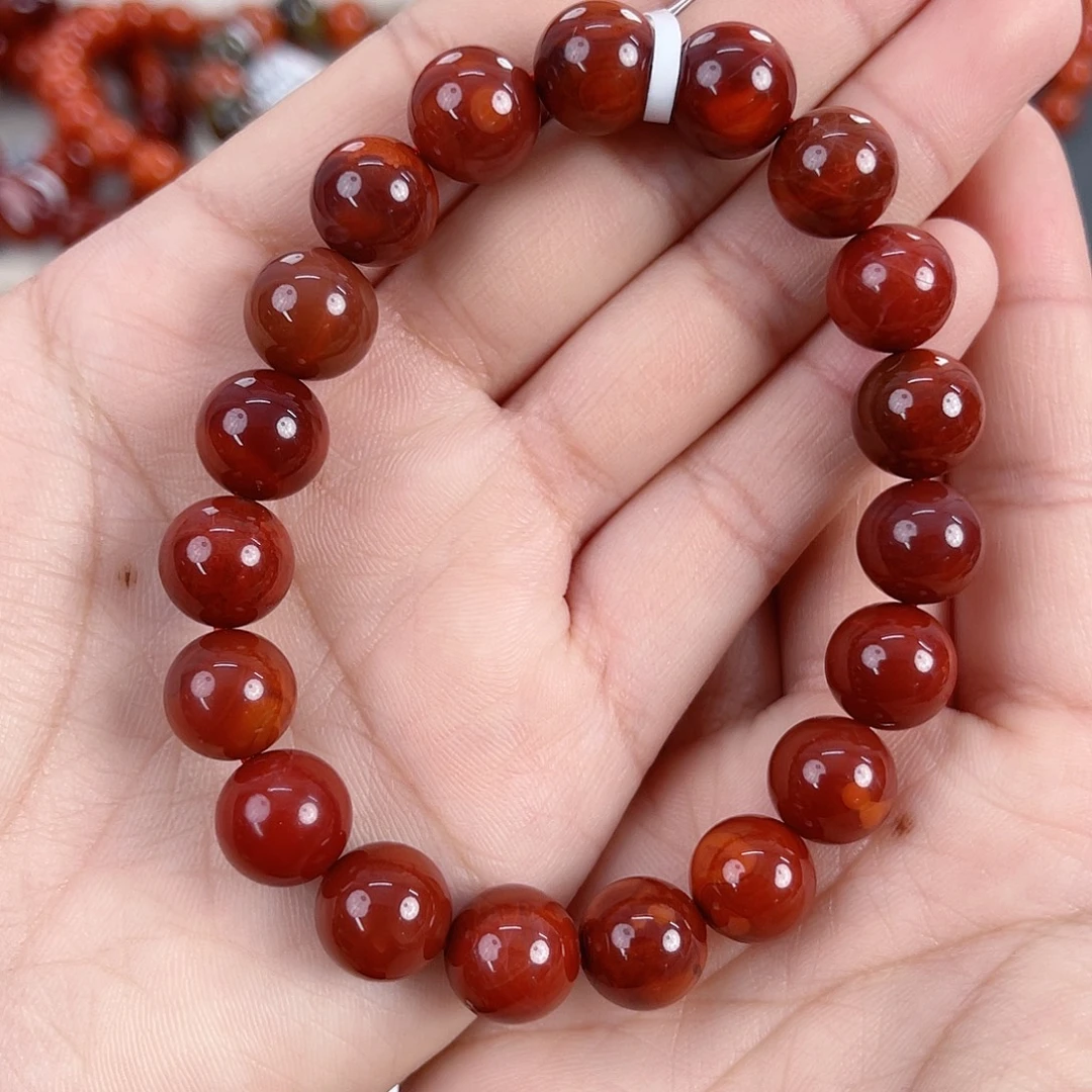 北***肤南红玛瑙未镶嵌瓦西高货牛血红满肉单圈11mm