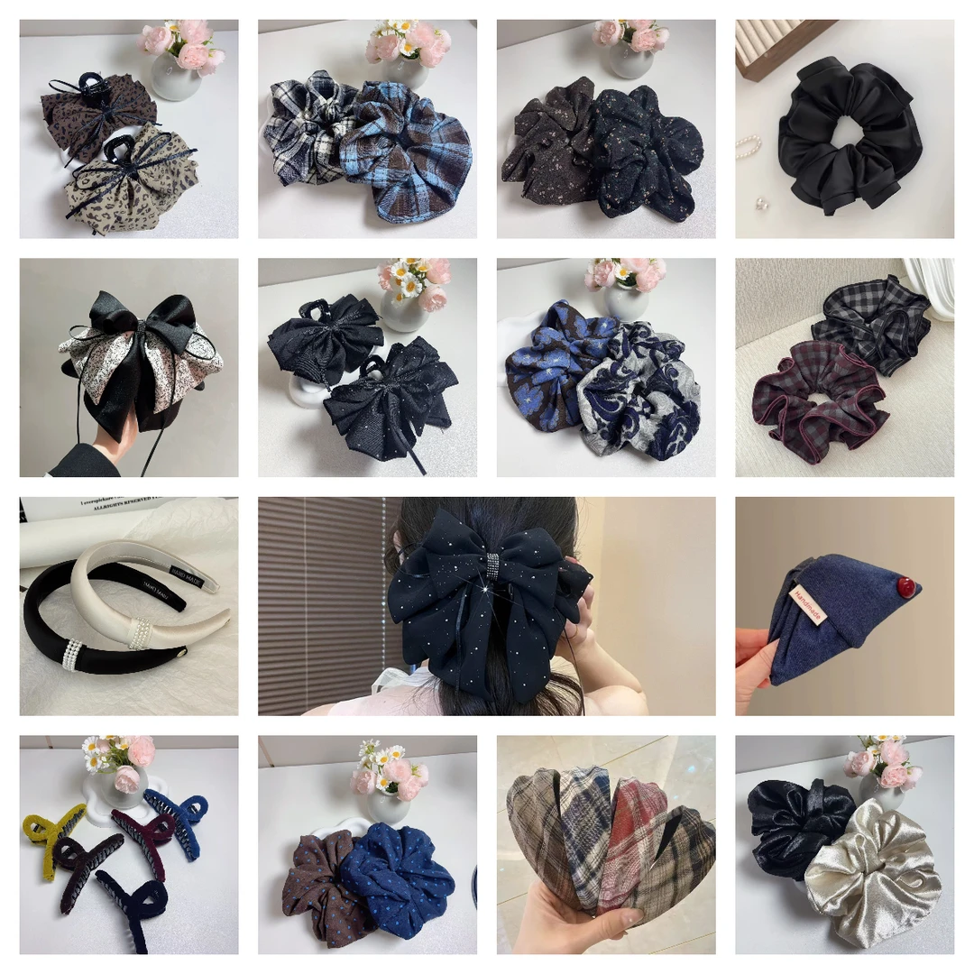 【一组两个任选】韩系高级感简约气质方巾发圈【无质量问题不退不换】