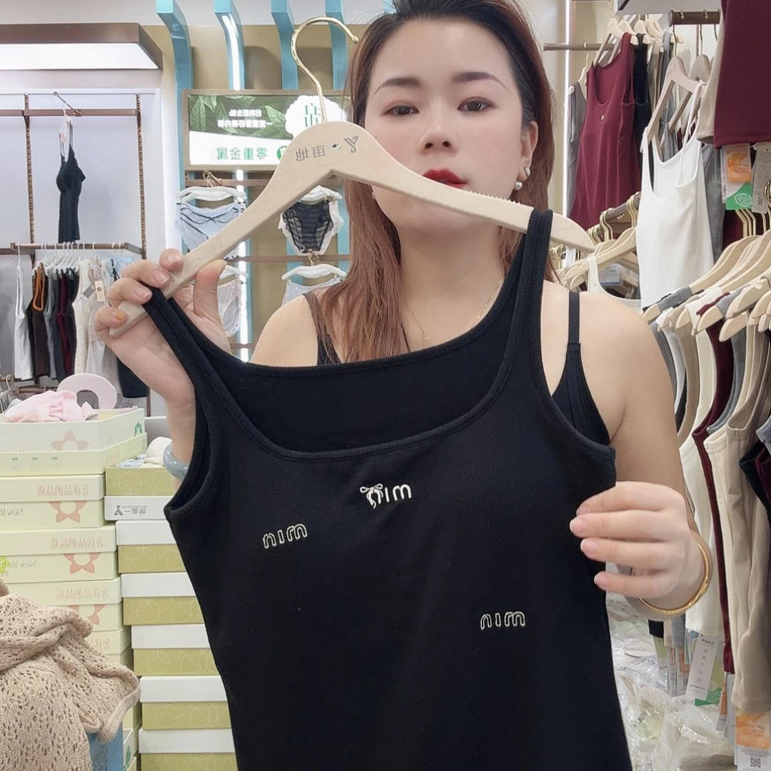 棉2539黑色带胸垫背心