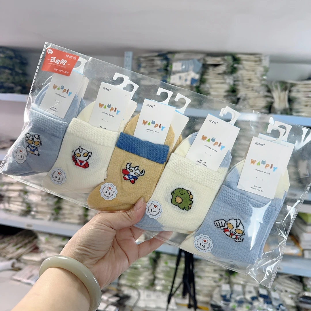 儿童中腰网眼春夏款透气亲肤卡通棉袜