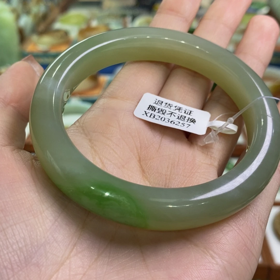 和田玉未镶嵌手镯青海翠青60➕