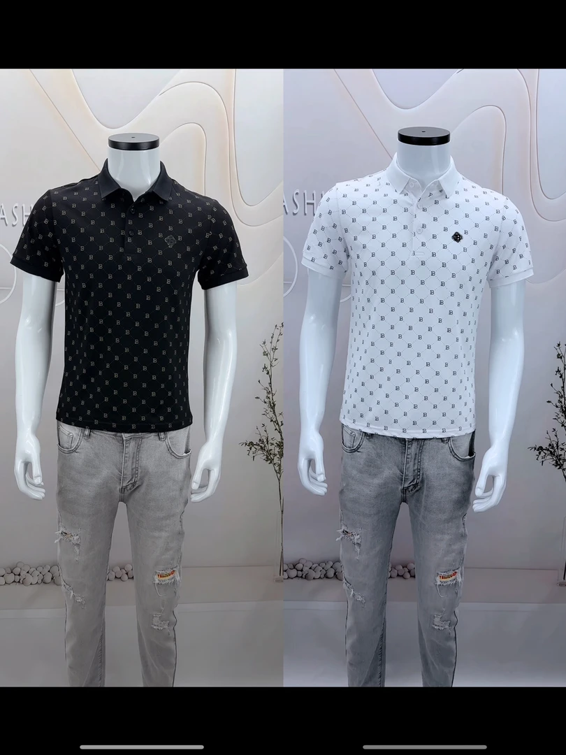 2025新款简约时尚精品男装翻领polo衫透气字母印花男士短袖t恤