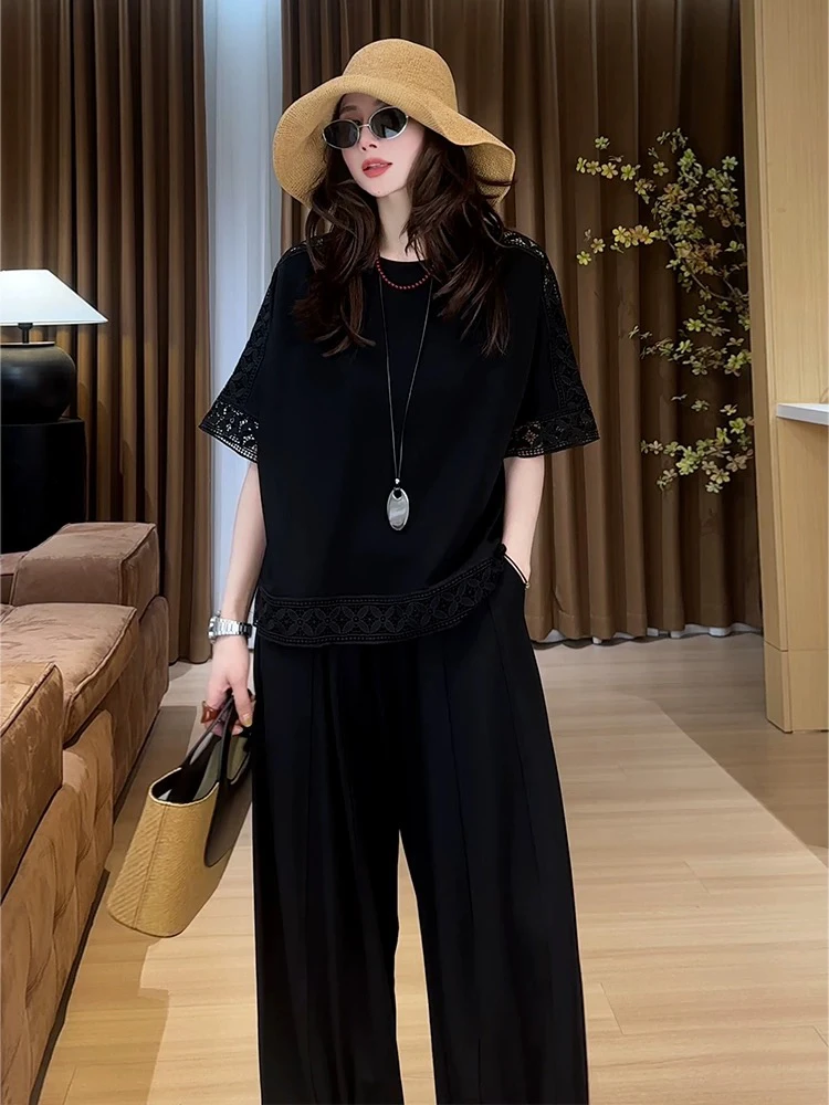 梦小小女装肩膀镂空百搭短袖T恤女2025夏款小众设计感简约宽松