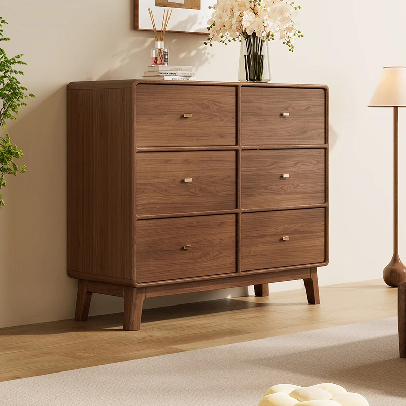 欣诗雅实木斗柜北美黑胡桃木家具客厅电视柜储物边柜家用收纳立柜