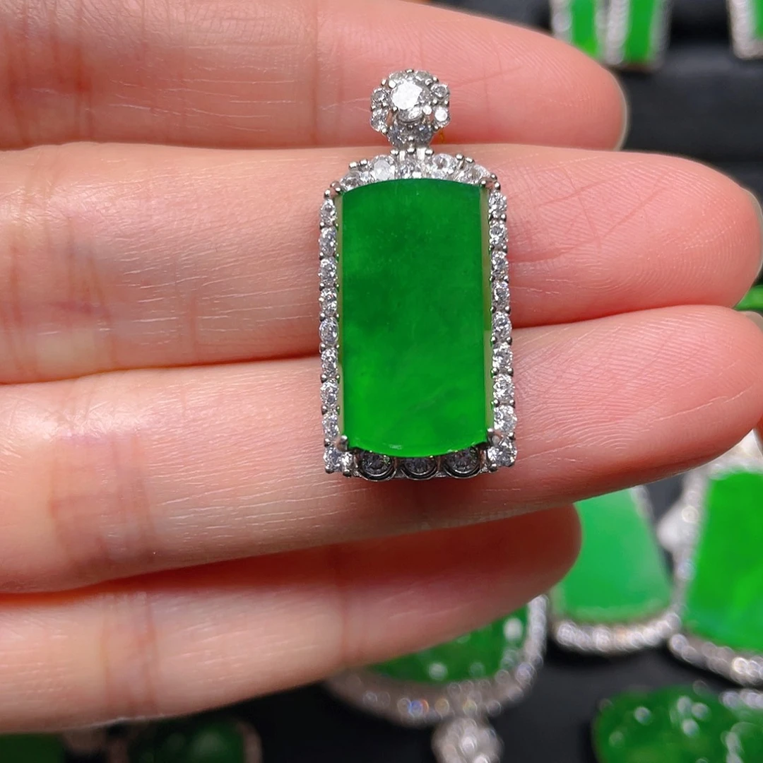 吊坠(不含链)银S925镶嵌翡翠吊坠8563