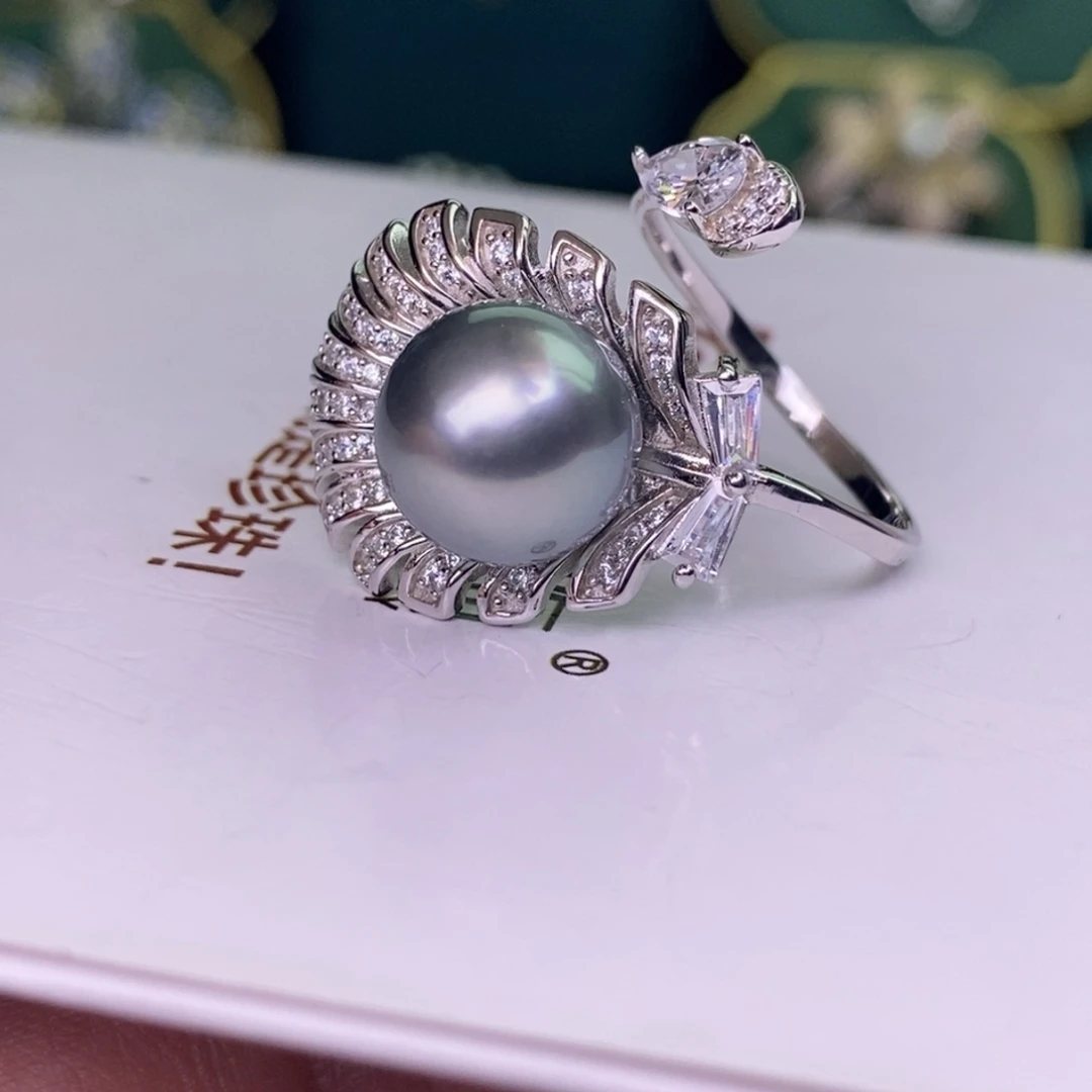 银S925镶嵌戒指海水珍珠