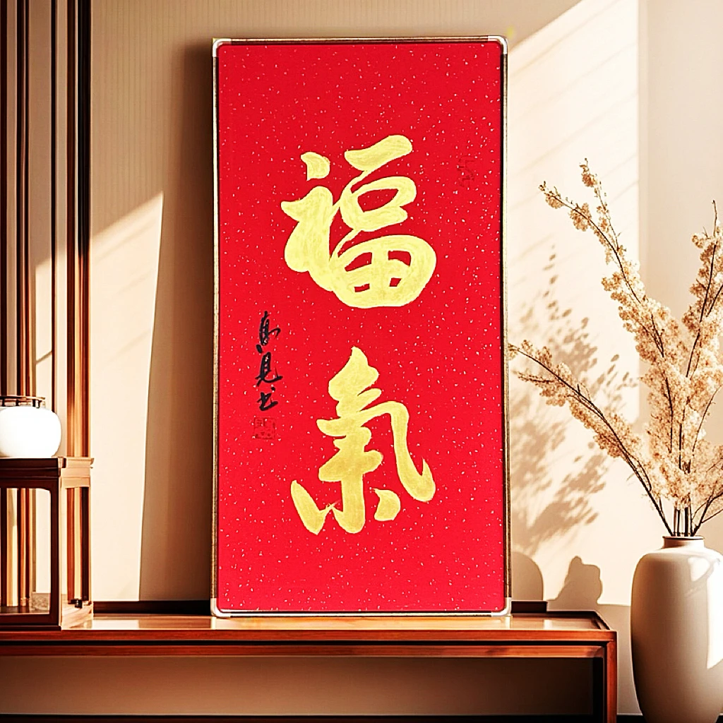 《福气》高见书法作品带框带装裱100x50厘米