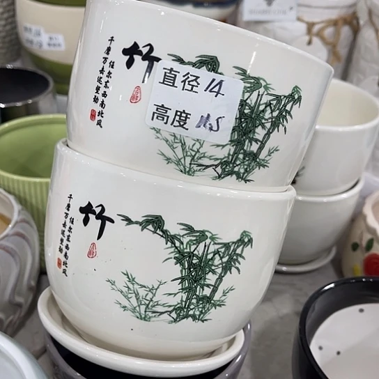 多肉绿植陶瓷花盆9.9包邮，有孔