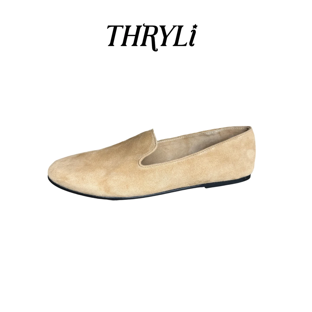 25秋季新款圆头浅口极简风浅色乐福鞋复古软底平跟单鞋女