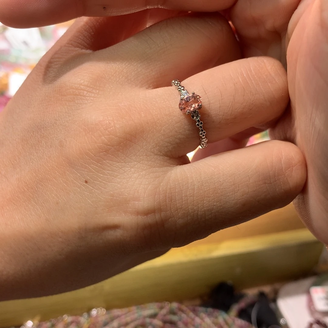 戒指银S925镶嵌碧玺戒指