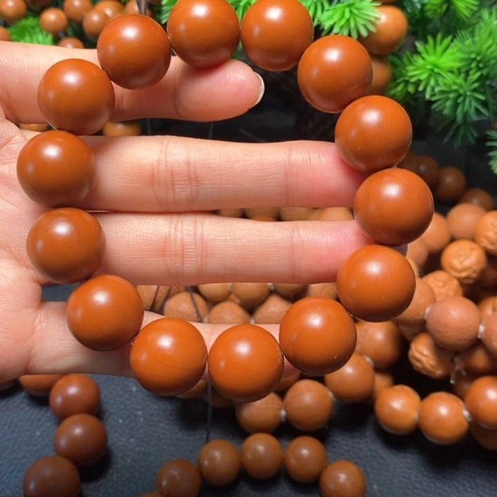 橄榄核手串1.6尺寸红料光珠