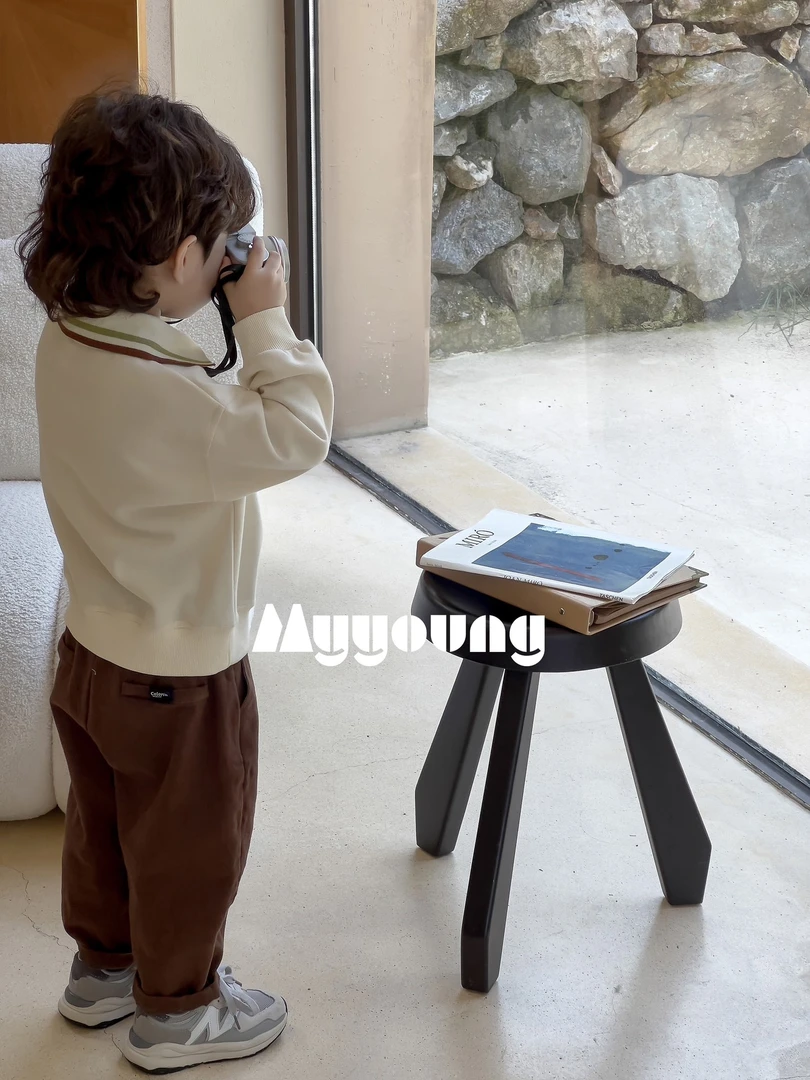 Q38028小童polo领绿色卫衣