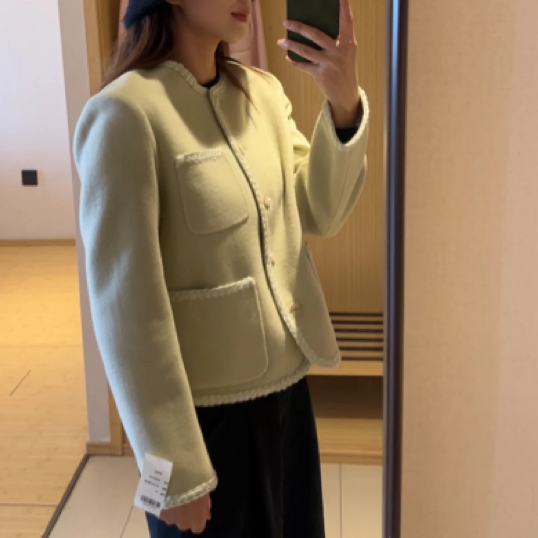 小耶家 小香风双面羊毛大衣 精致短款毛呢外套