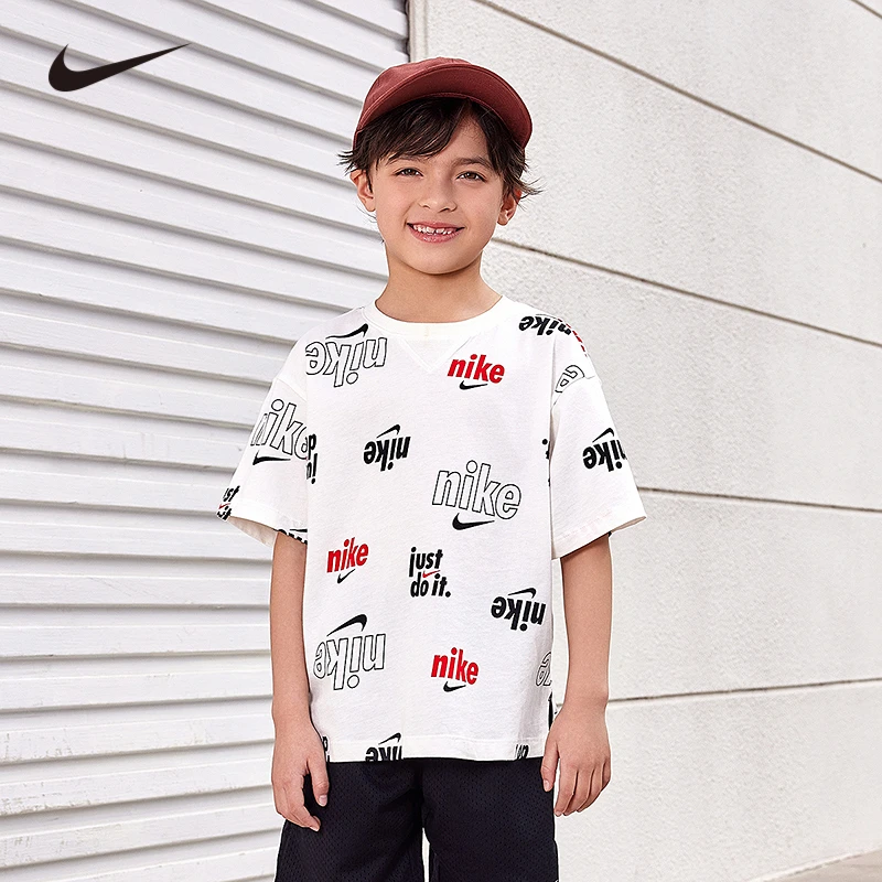 Nike耐克儿童童装夏季小童简约短袖T恤男童休闲NKN-TE-K650