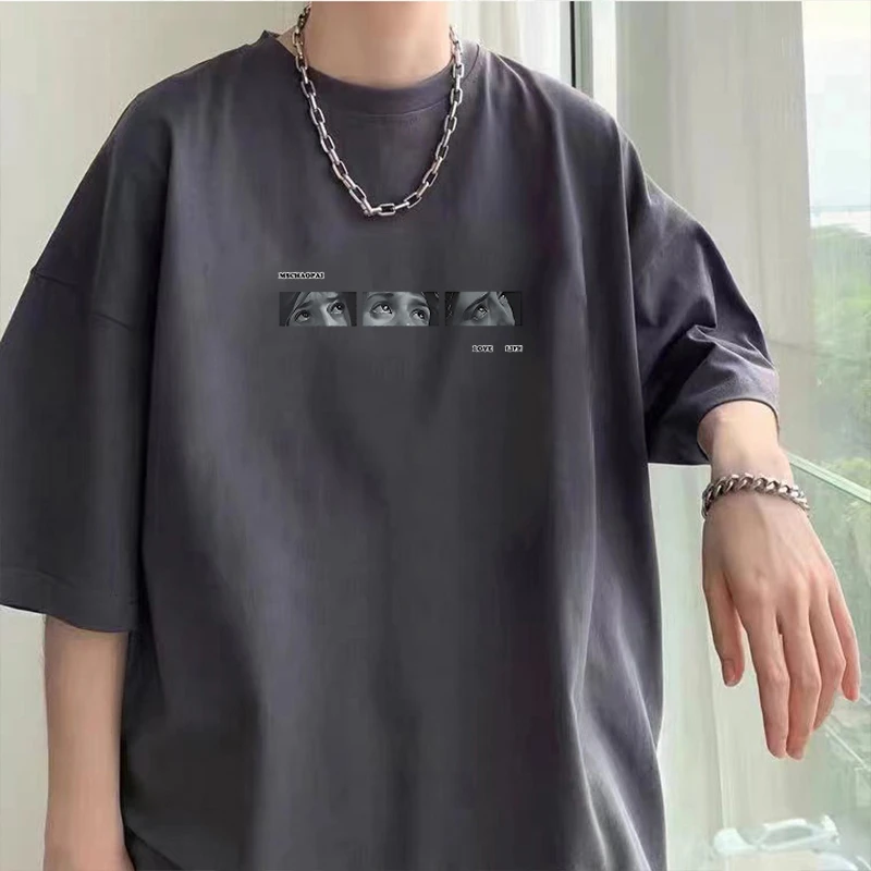 潮牌纯棉短袖t恤男装潮流宽松大码情侣半袖男女同款上衣体恤夏季