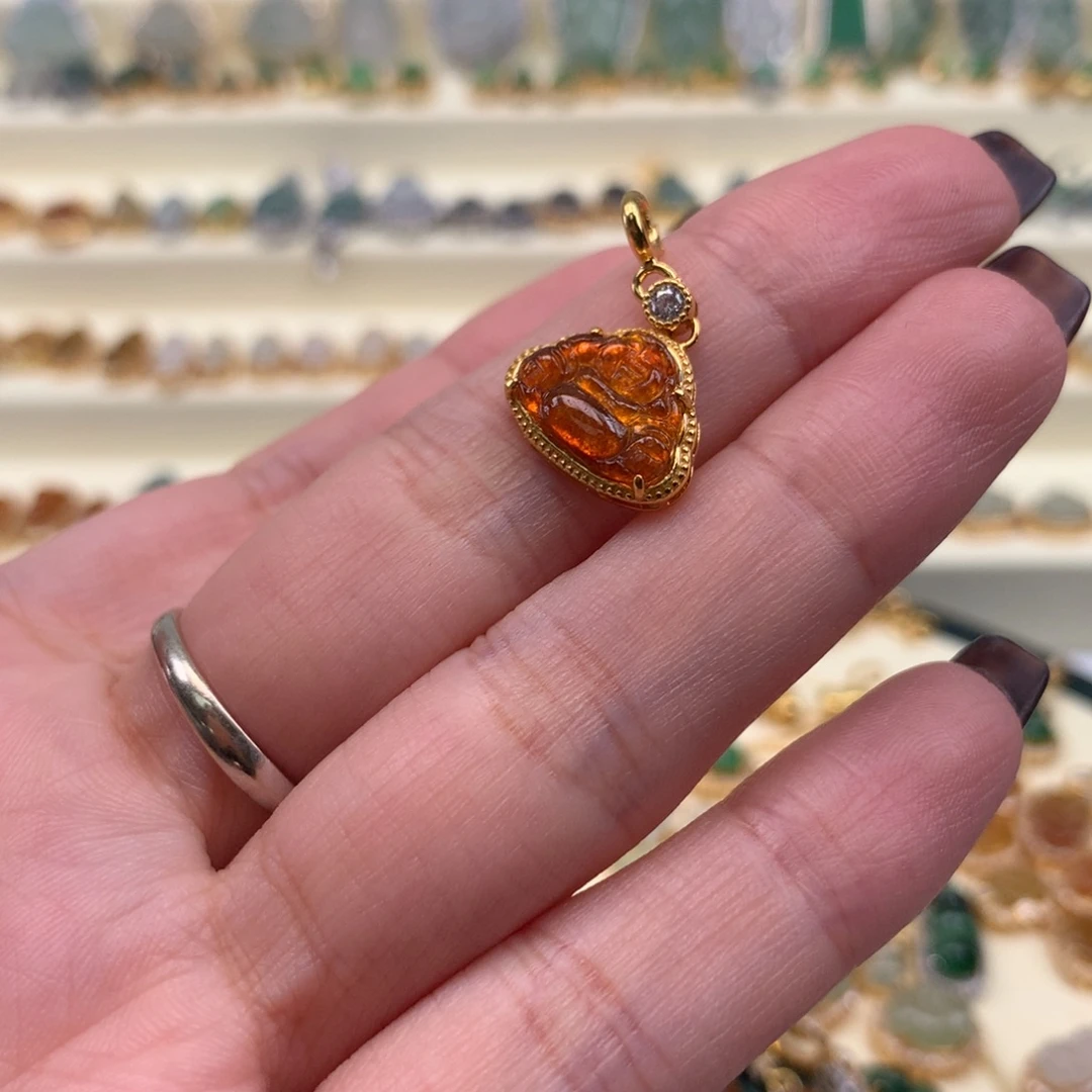 翡翠银S925镶嵌颈饰佛公