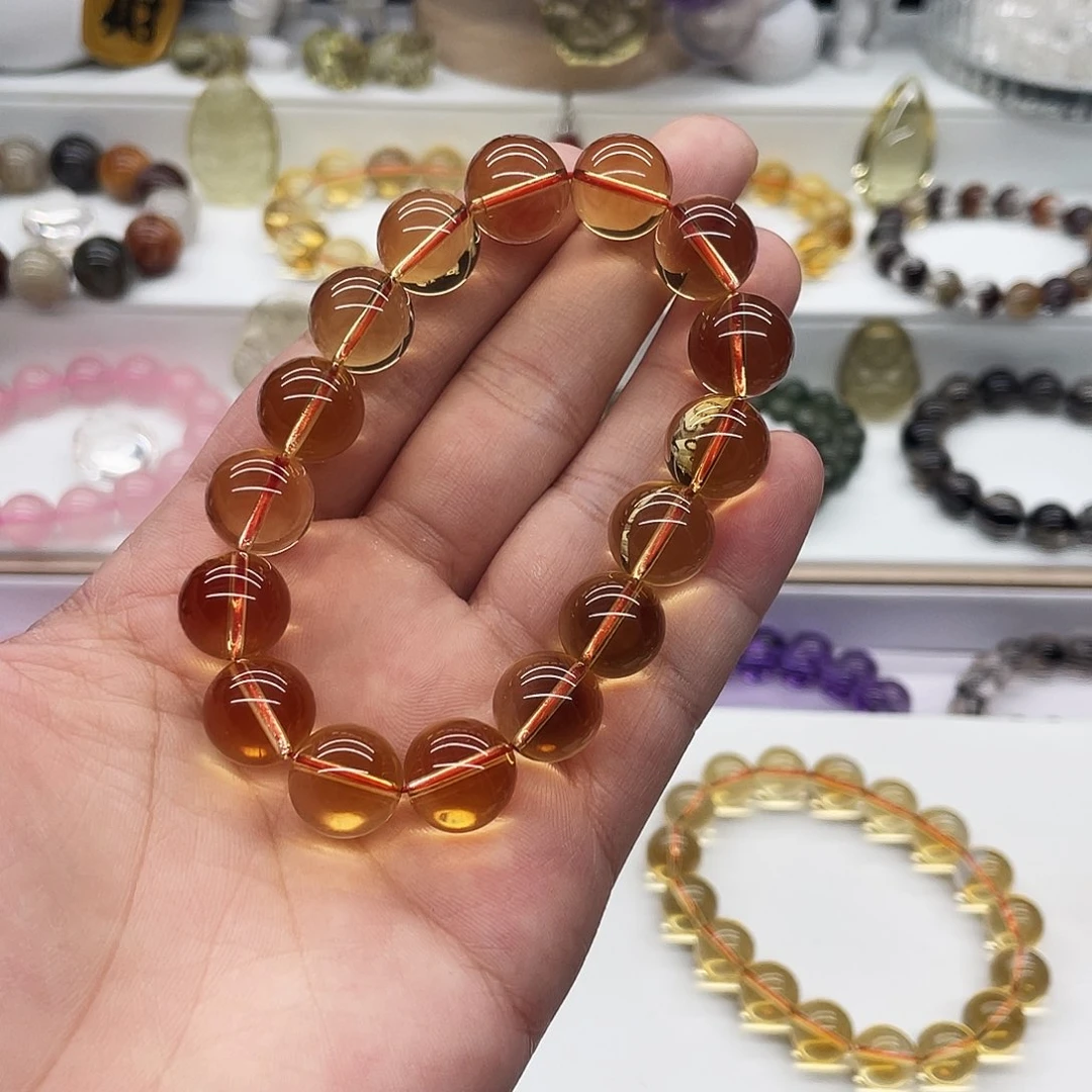 水晶手串未镶嵌纯天然巴西暴力黄手串