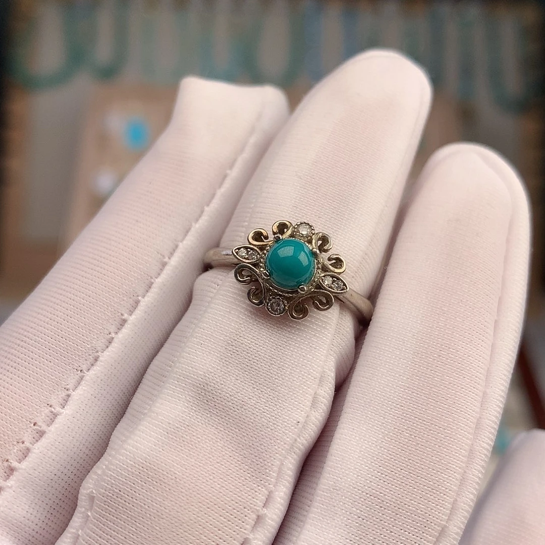 绿松石银S925镶嵌戒指