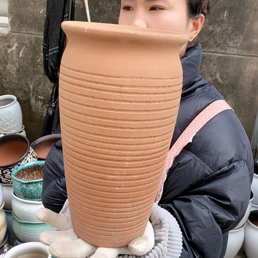 紫砂花盆瑕疵口14高25