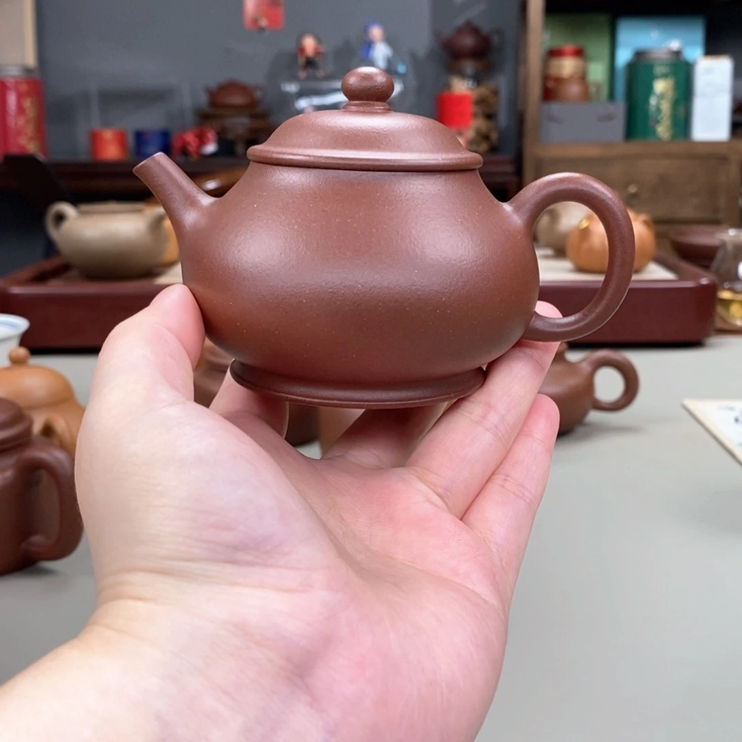 茶壶紫砂羊角山紫泥莲池古式半手160cc