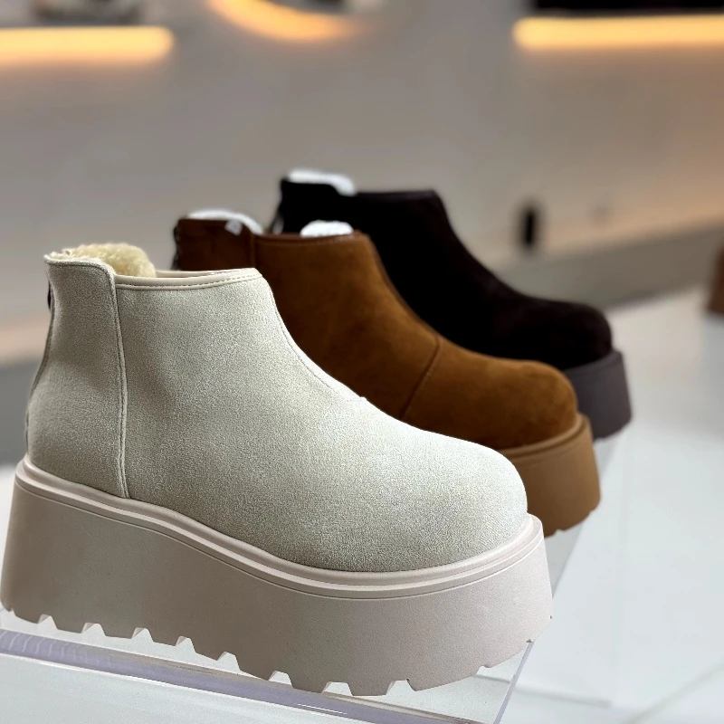 增高厚底勃肯鞋女雪地靴女款2024新款冬季加绒保暖短靴面包二棉鞋