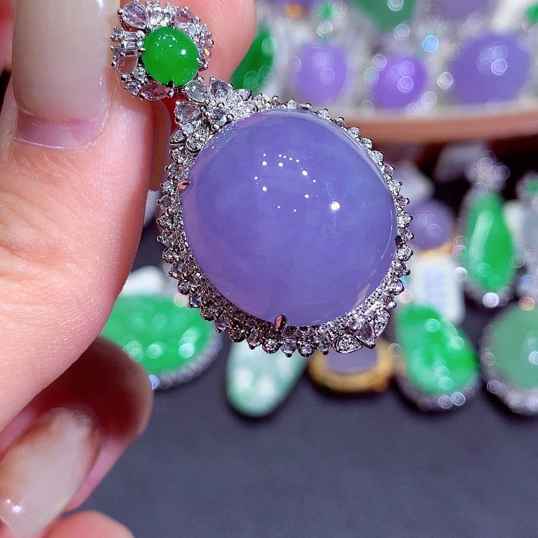 翡翠18K金镶嵌吊坠(不含链)