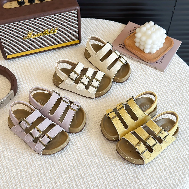 夏季女童经典百搭休闲柔软防滑魔术贴韩系凉鞋5424