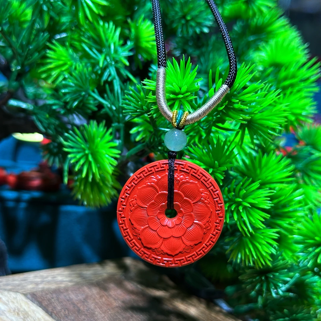 【正品保真】辰砂莲花平安扣吊坠