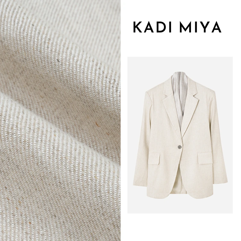 KADIMIYA【老钱原麻】法式奢牌亚麻廓形老钱风透气丝巾西装外套