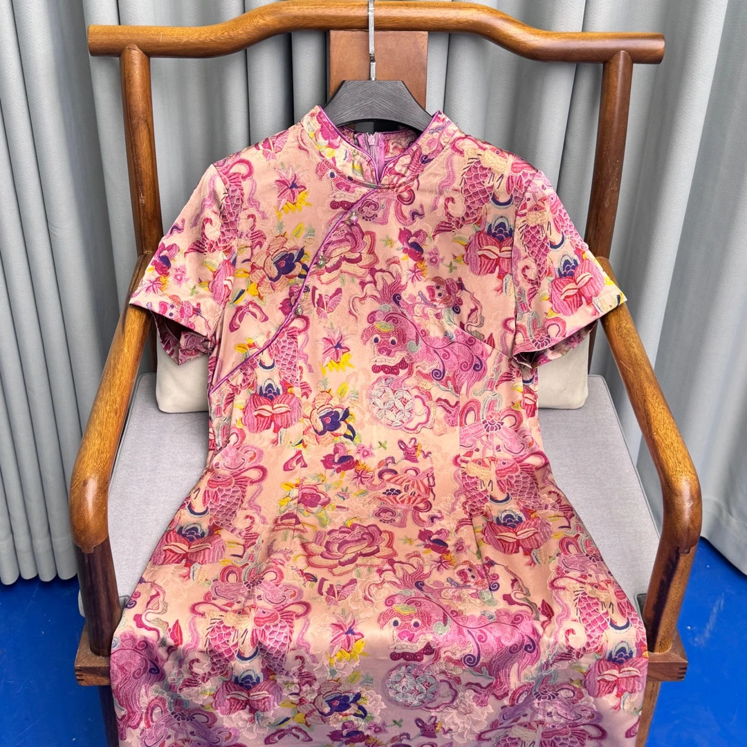 【好运锦鲤】夏季新款新中式国风旗袍连衣裙提花高级感女连衣裙449