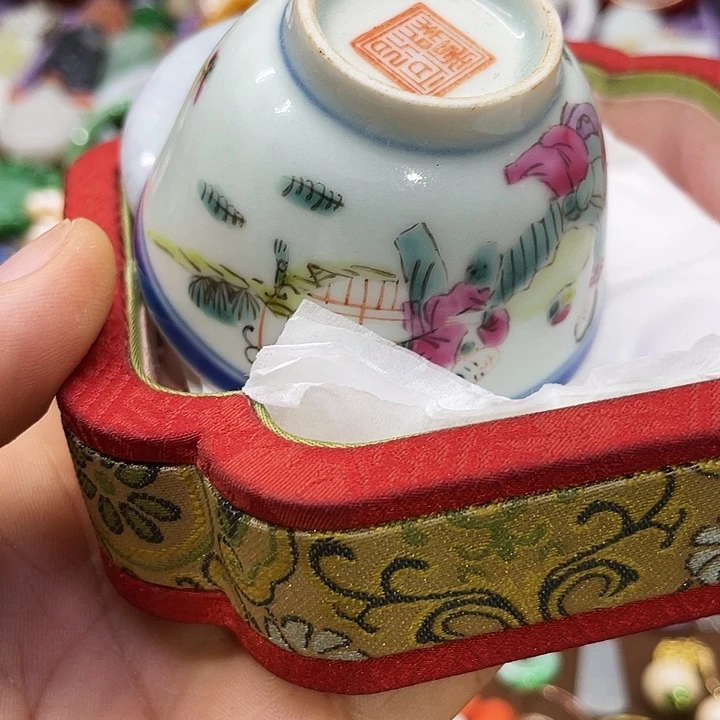 小***金青花手绘小主人杯子