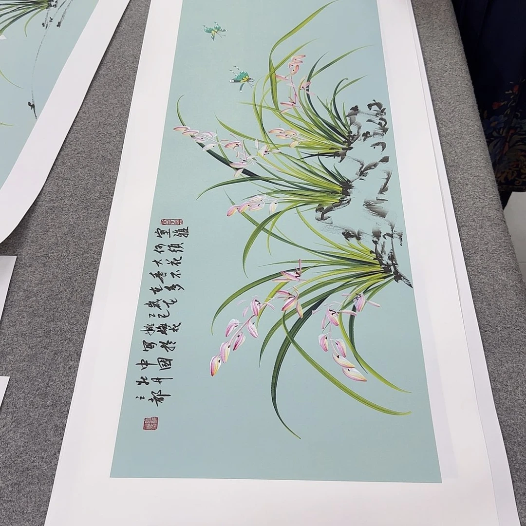 国画国画立体兰花作品