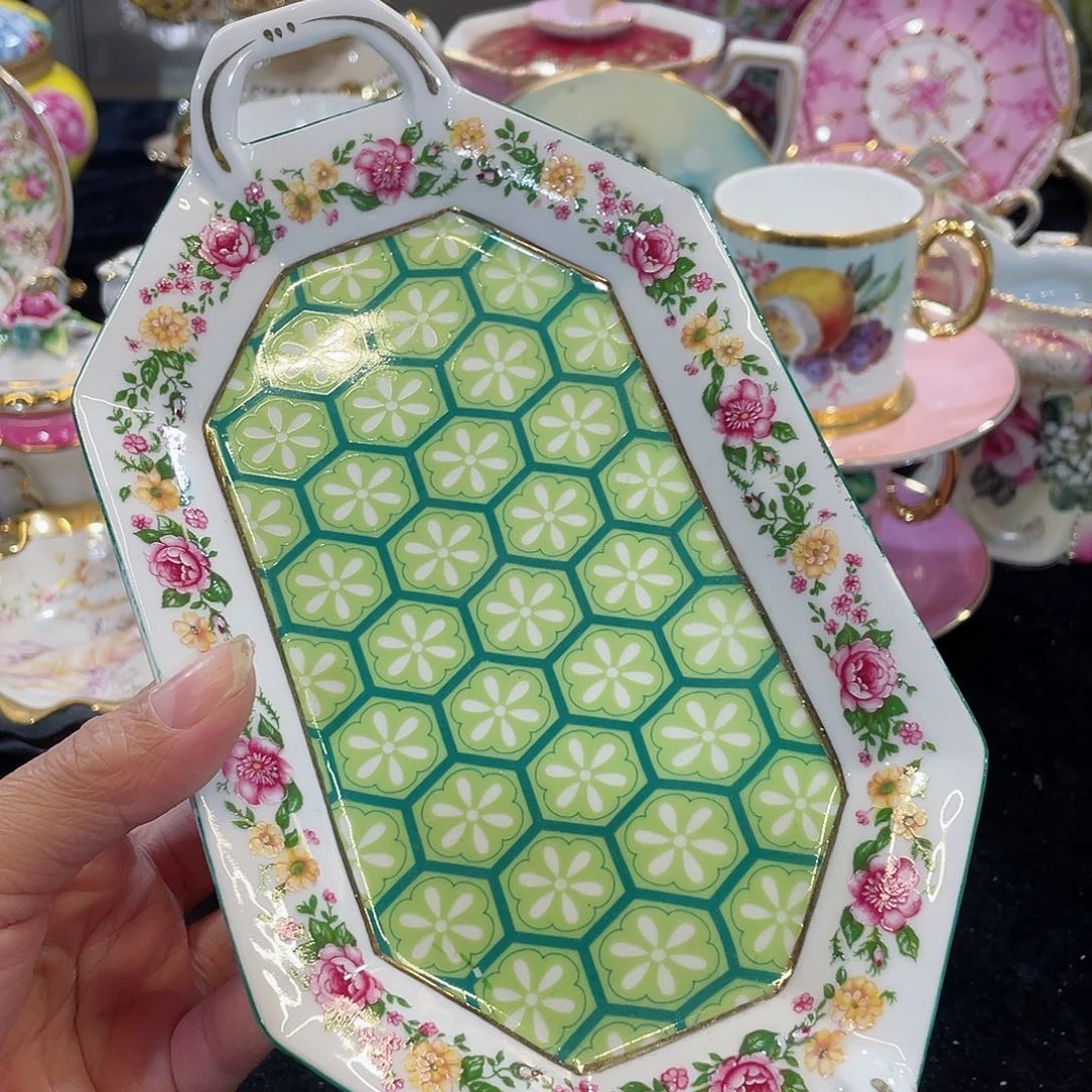 摆件绿色双耳盘子