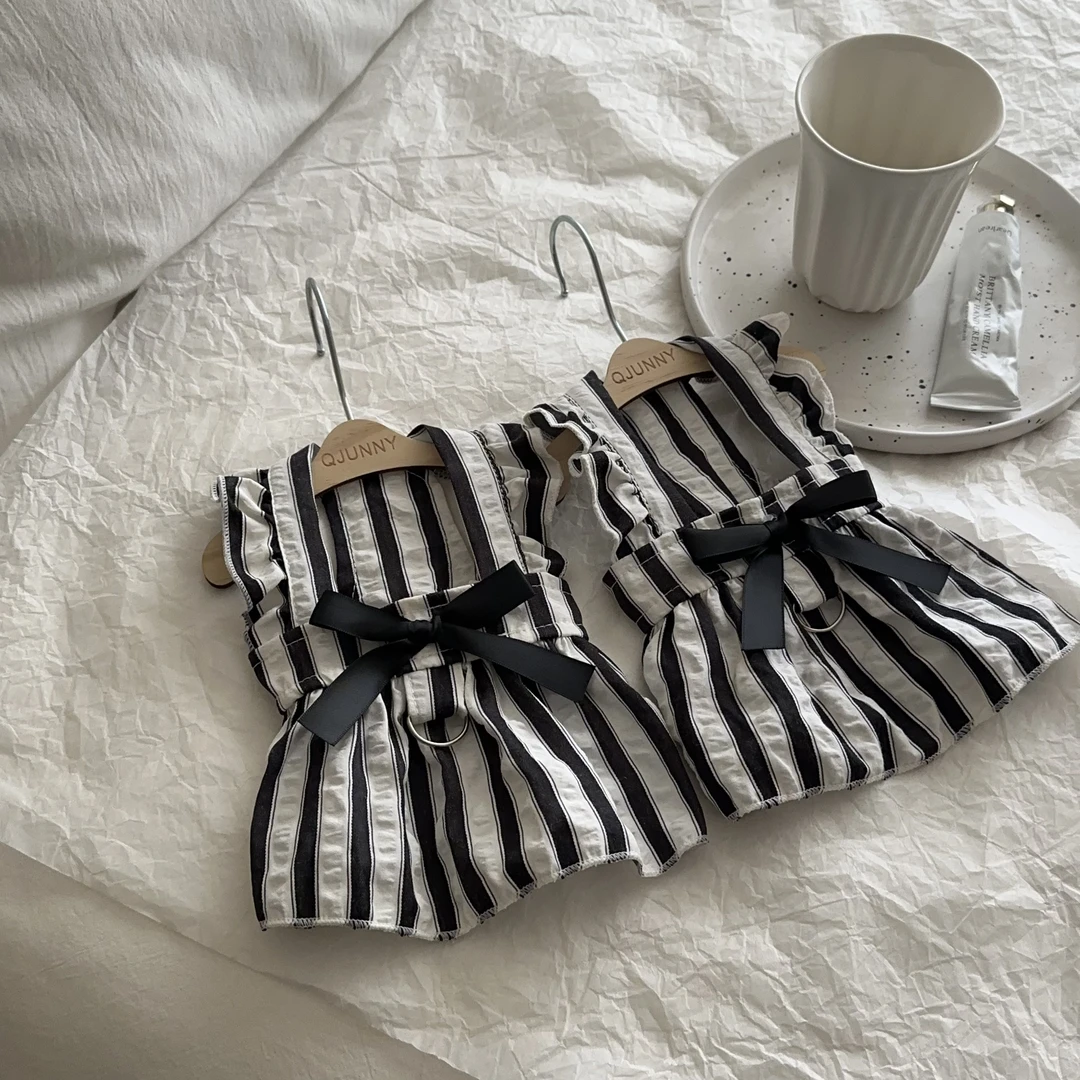 夏天宠物狗狗衣服夏季薄款公主风条纹连衣裙泰迪比熊博美小型幼犬