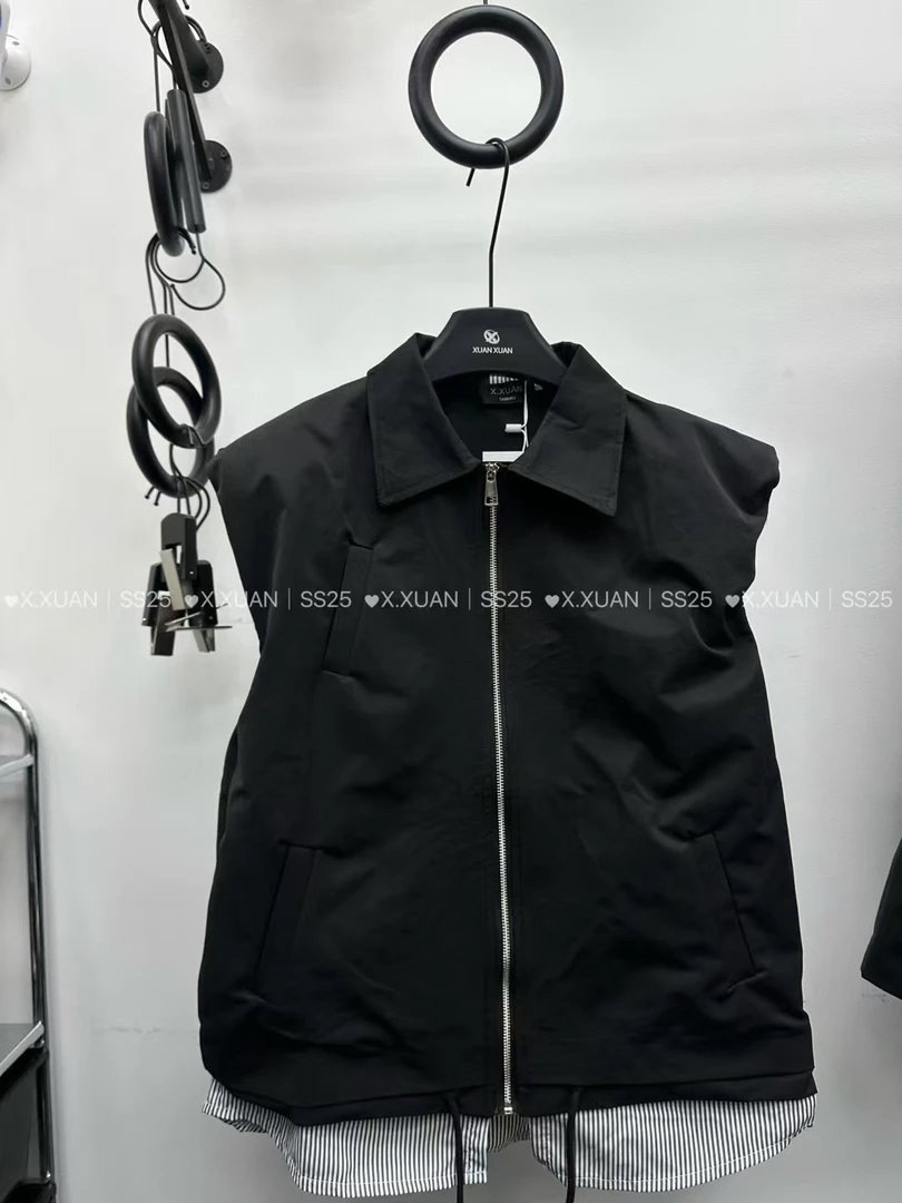 2025年新款韩版时尚百搭马甲女短款无袖坎肩背心外套半身裙套装