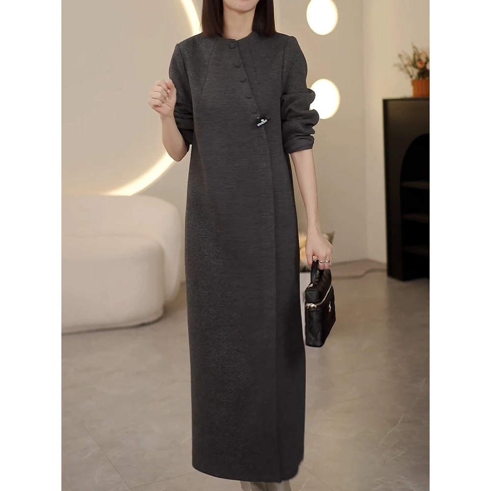 名媛风高贵气质连衣裙子2025新轻奢轻熟独特漂亮气质宽松显瘦长裙