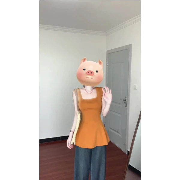 韩系气质高级感纯色短袖方口领设计感修身上衣潮牛仔裤显瘦套装