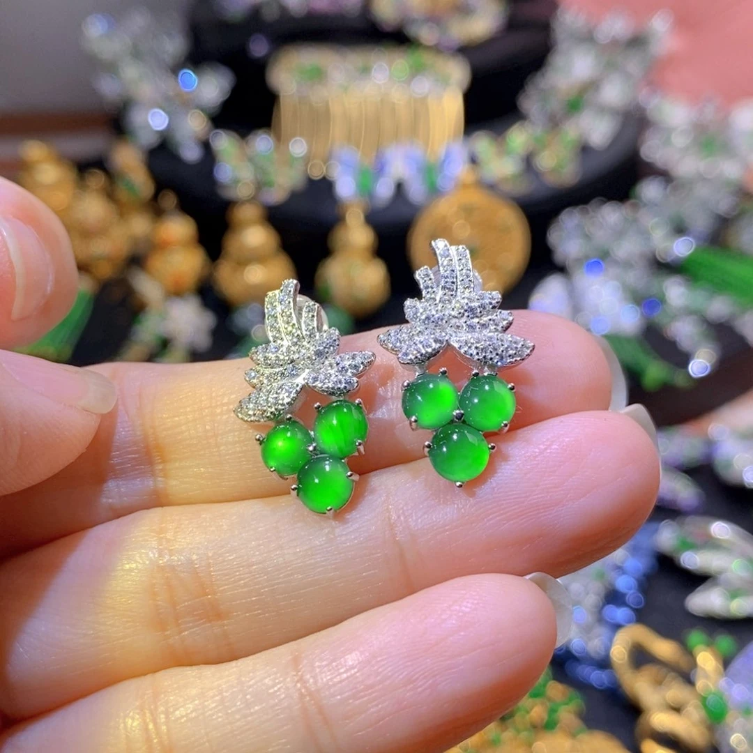 吊坠(不含链)银S925镶嵌翡翠