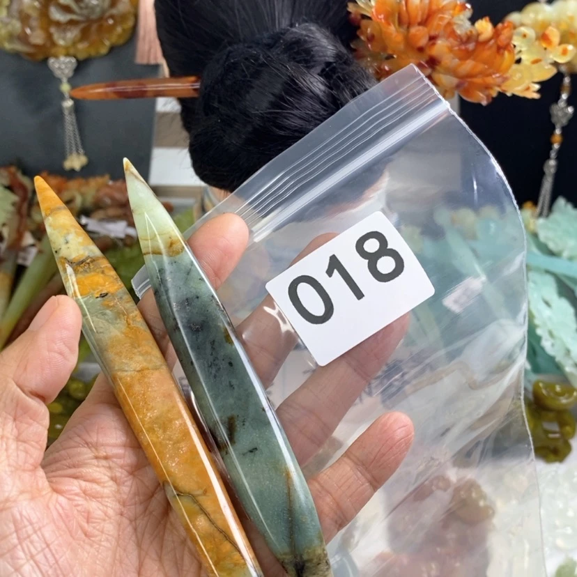 【闪购商品】岫玉发饰未镶嵌墨*