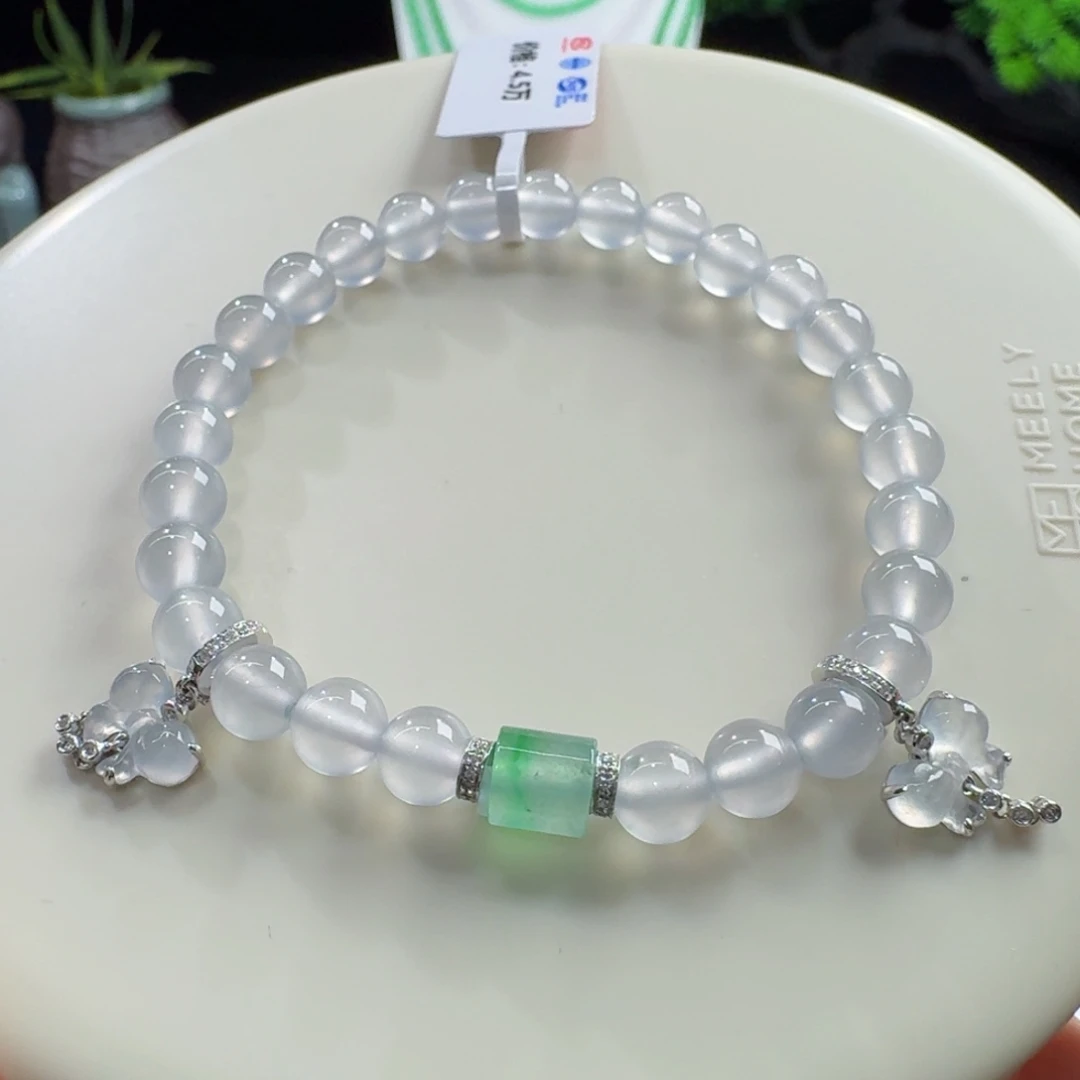 翡翠未镶嵌手链炸光蓝钢单圈6.2mm