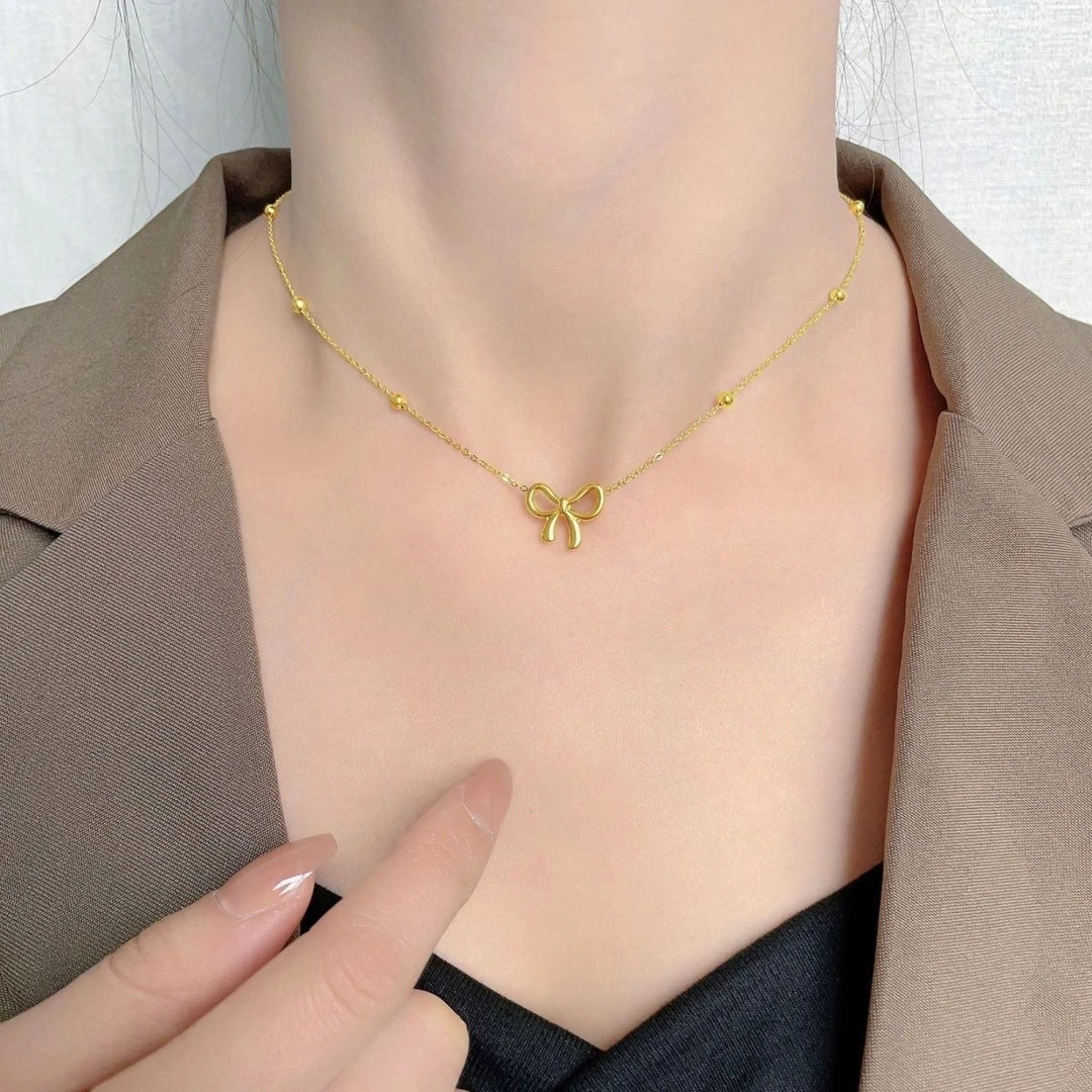 钛钢项链 金色蝴蝶经典款项链女高级轻奢ins百搭小众时尚素款