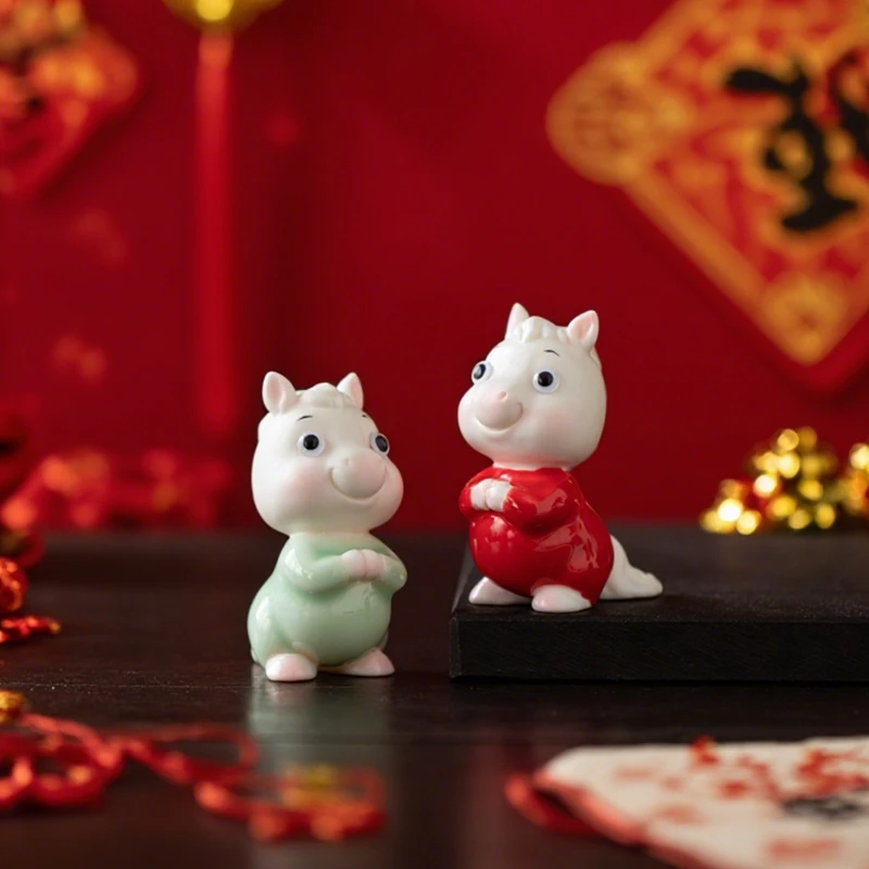 陶瓷可爱小马仔茶宠摆件创意生肖吉祥物马年小礼品茶桌茶台装饰品