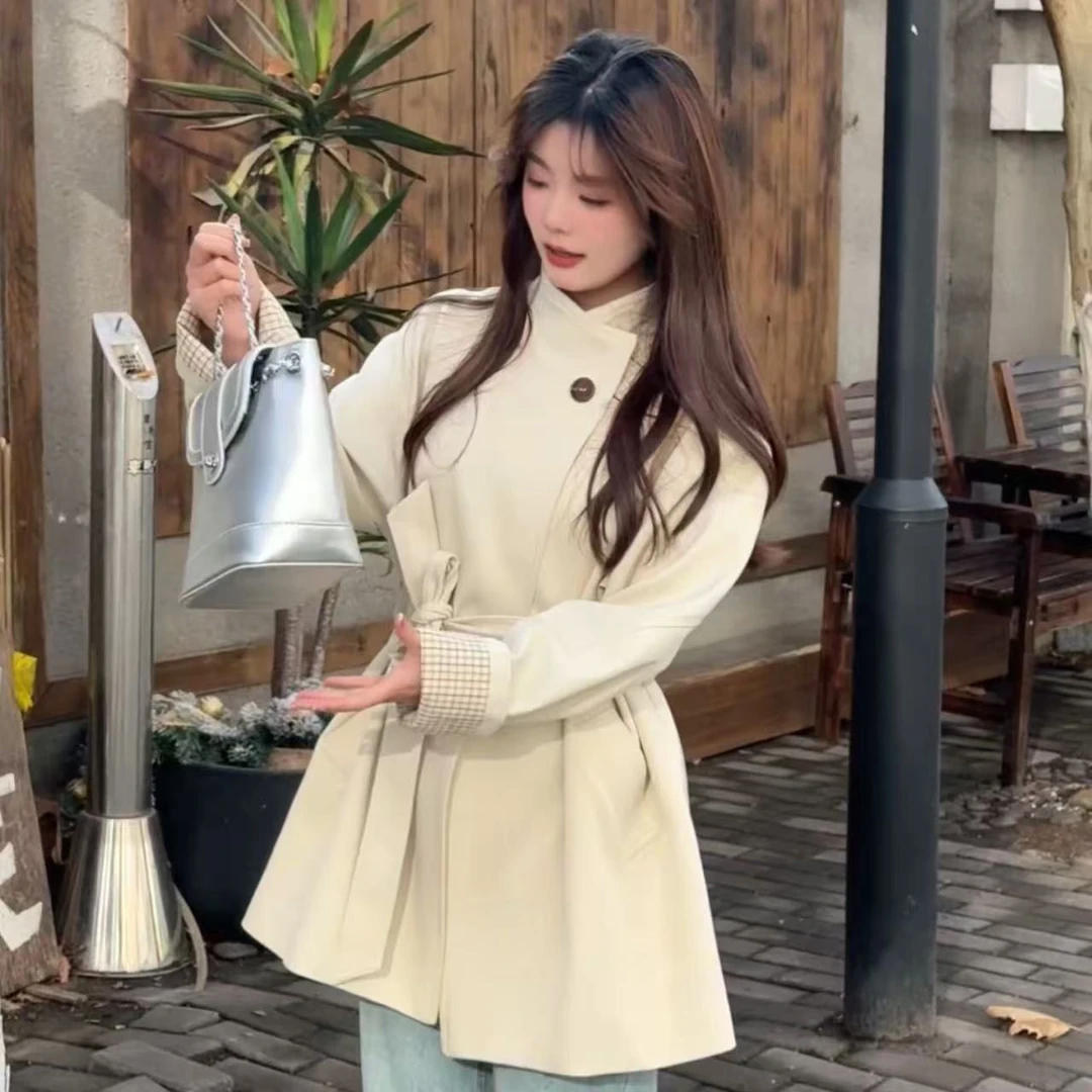 中长款风衣女春季新款卡其色气质小个子韩版一粒扣秋冬外套百搭
