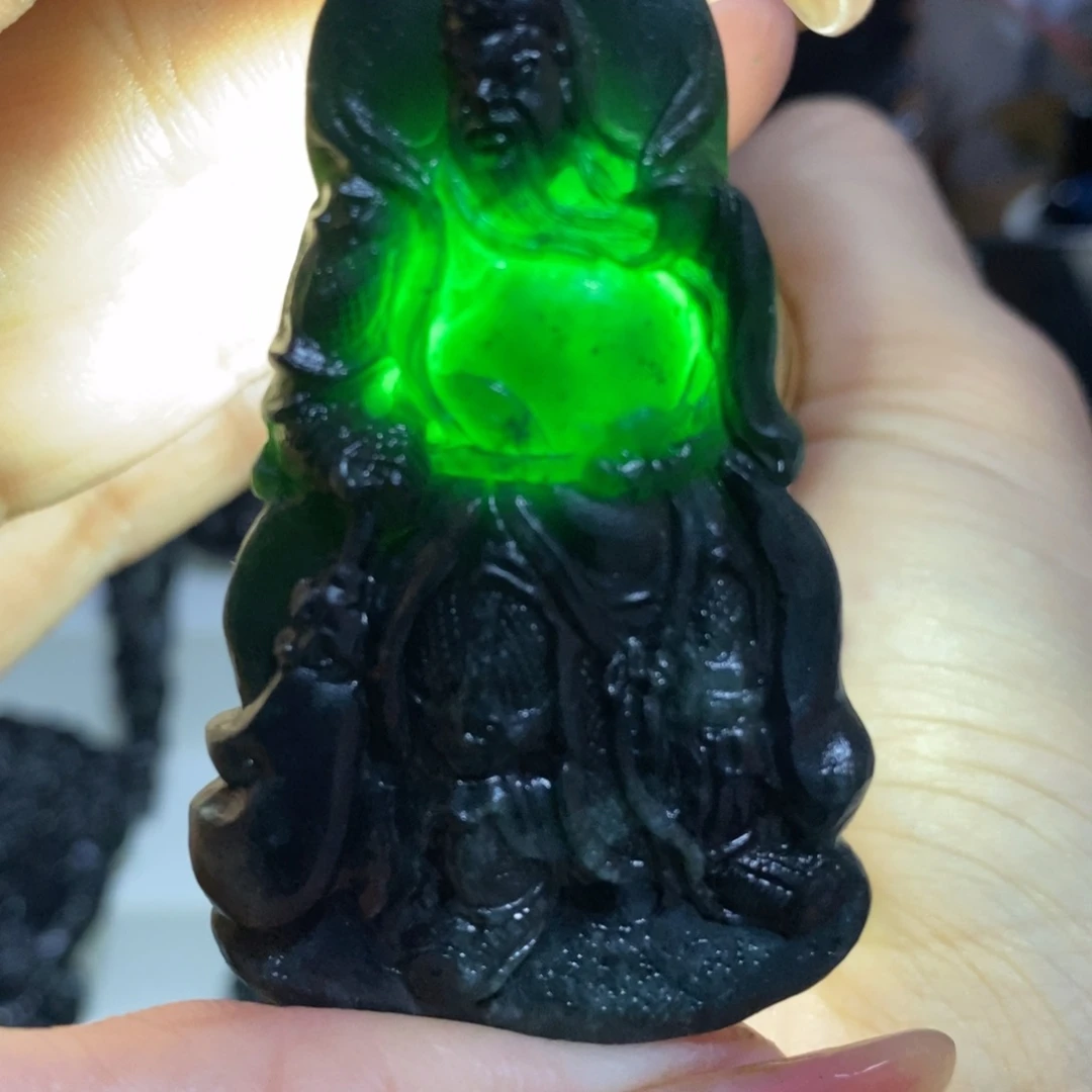 未镶嵌定制翡翠天然缅甸A货墨翠关公