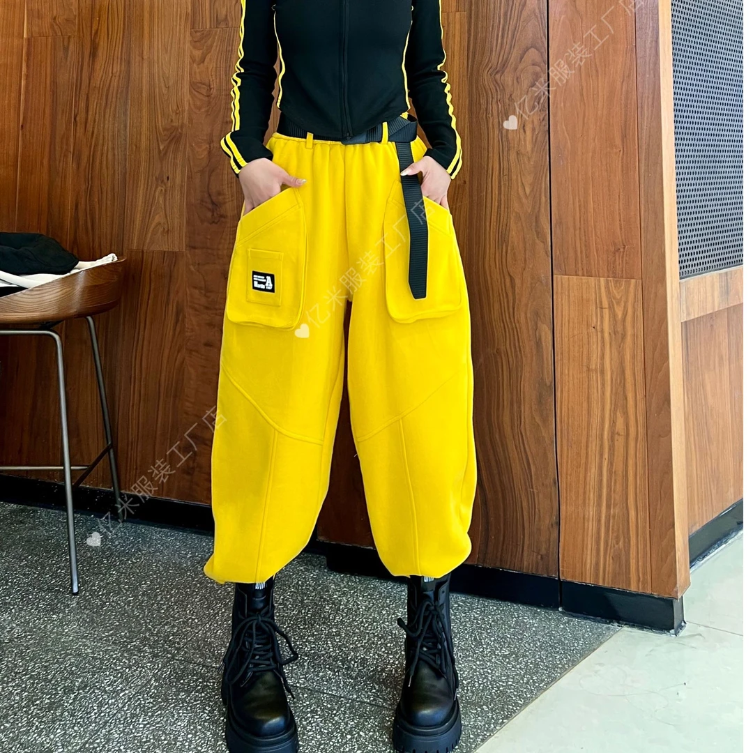 （潮九九.定制）秋冬宽松显瘦大口袋工装哈伦休闲裤