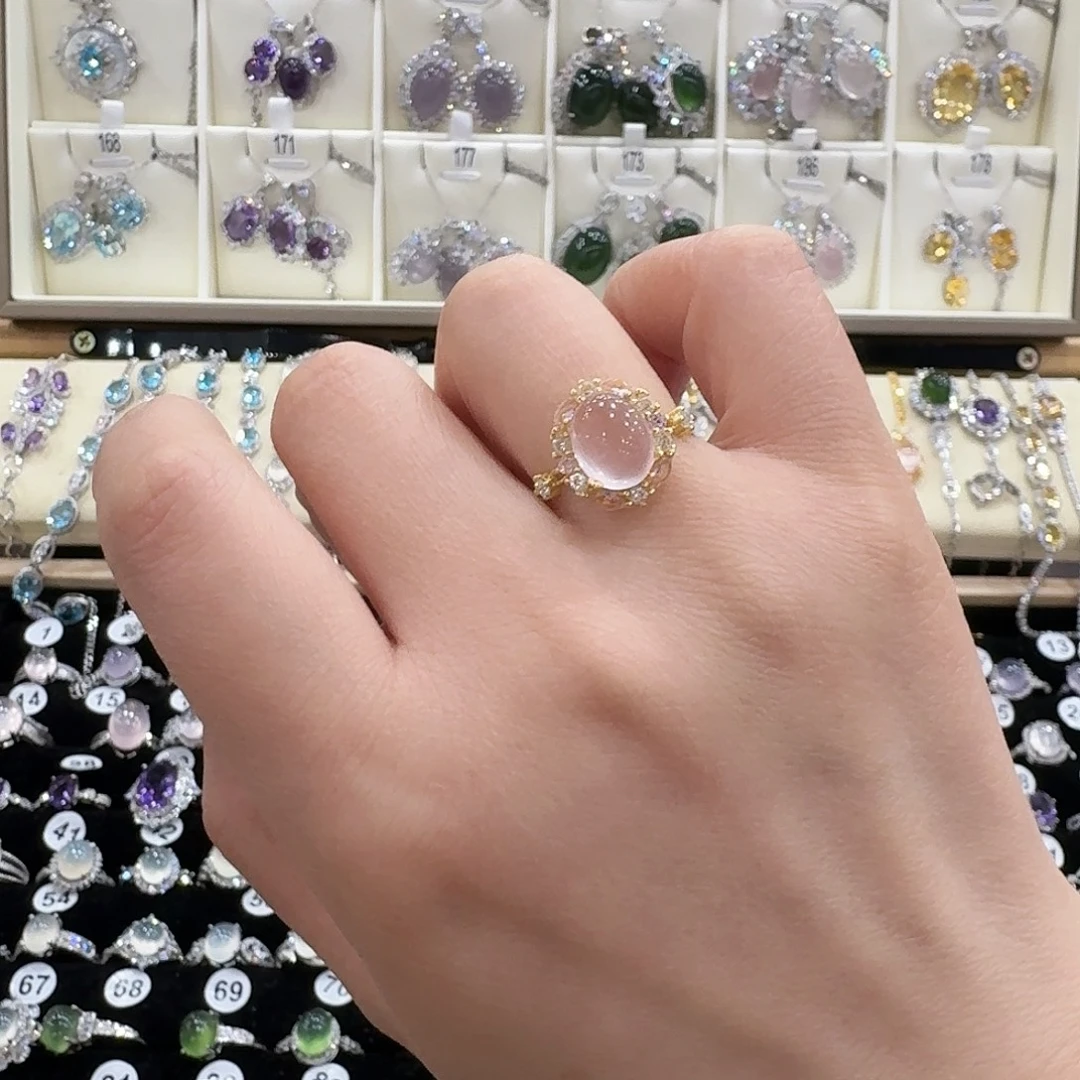 习***你银S925镶嵌芙蓉石戒指