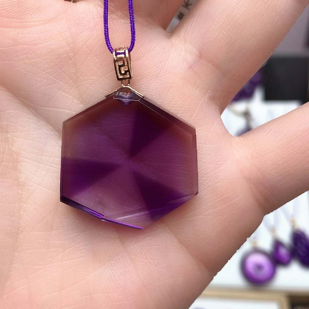 紫晶吊坠(赠链)18K金镶嵌