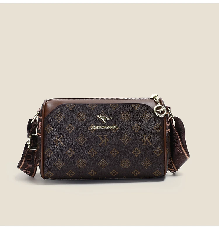 【当天发货】真皮质感新款女士百搭多层休闲简约斜挎包包单肩包女包