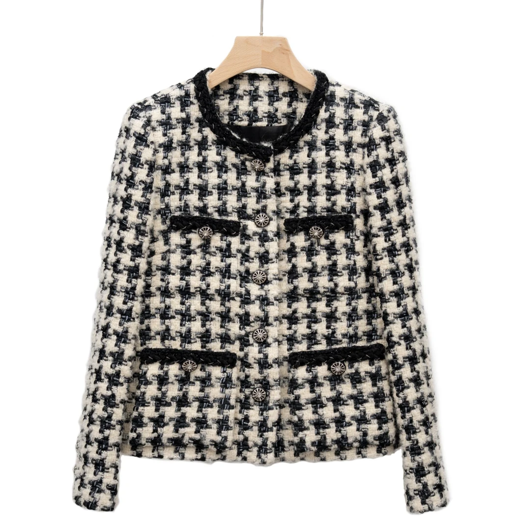 【千鸟格】2025新款气质轻奢秋冬复古百搭格纹小香风外套CO83515